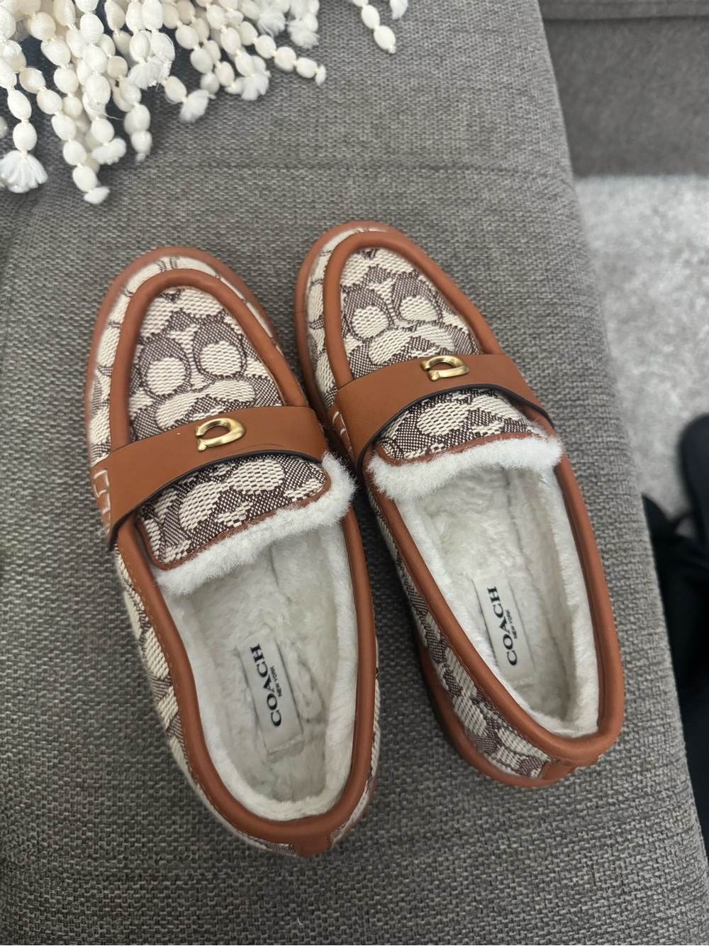 Women’s Coach Tan Leather-Trim Slip-On Loafers - Picture 2 of 4
